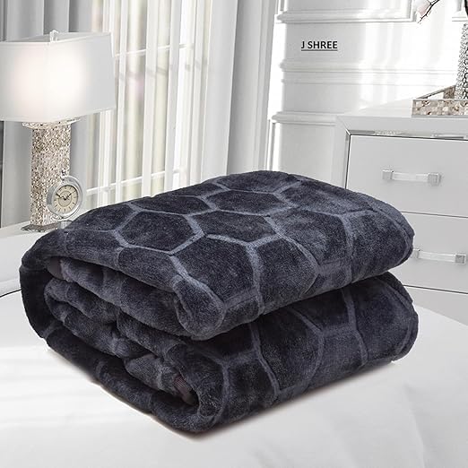 SINWAR HOME DECOR Mink Floral Embossed Super Soft Heavy Double Bed Velvet for Winter Blanket