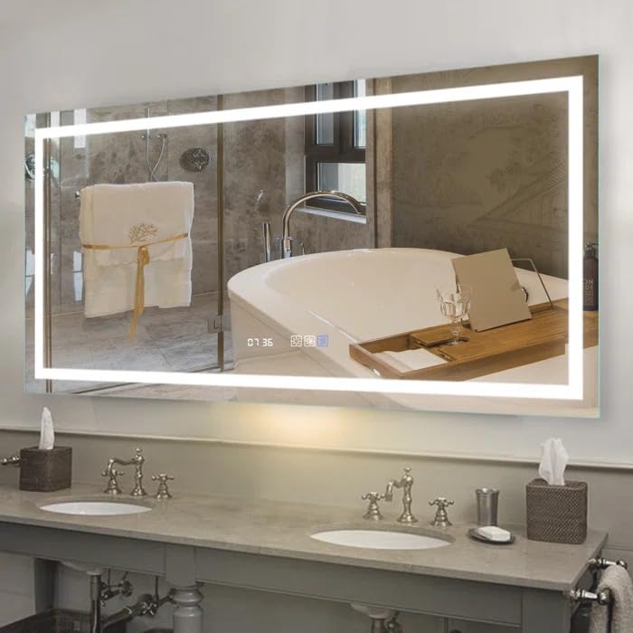 Bungalow Mercer 24 x 40 Inches Led Bathroom Mirror, Wall Mounted Anti-Fog Large Dimmable Lighted Vanity Mirror