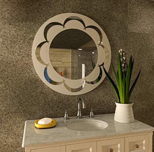 Cheval Glass Decorative Round Frosted Cycles Designer Mirror - (24 X 24 Inches Large)