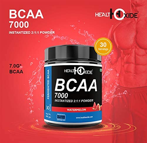 HealthOxide BCAA 7000 Amino Acid INSTANTIZED 2:1:1 POWDER - 300 gm (Watermelon)