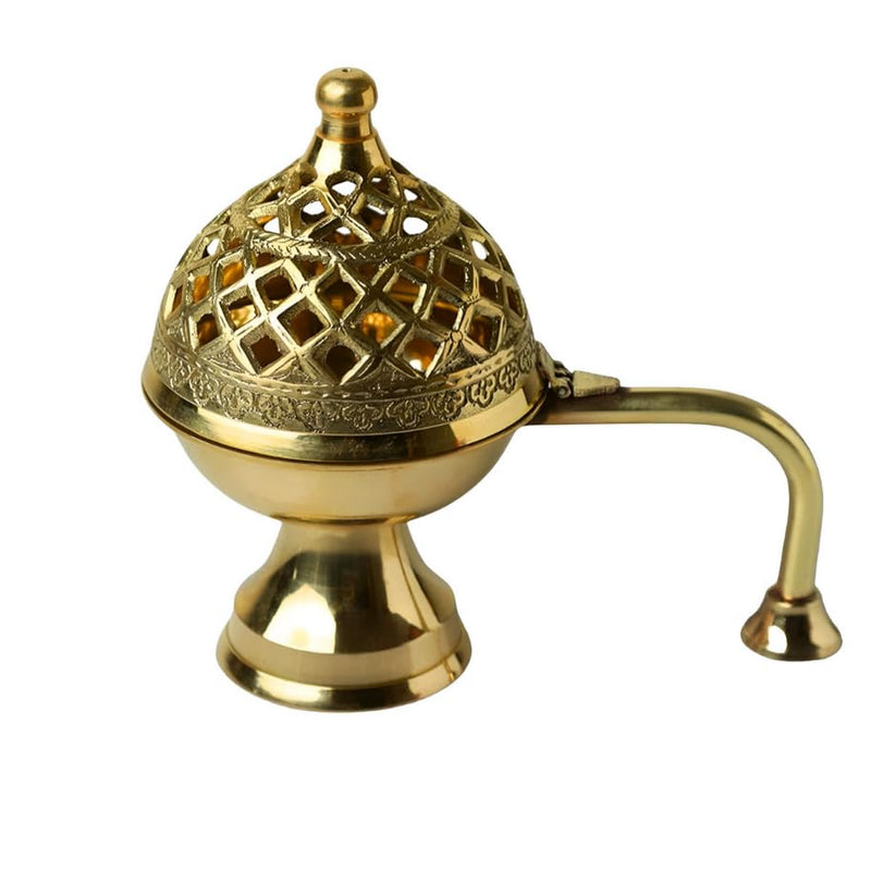 Trinity Designs Brass Loban Burner Dhoop Dani Aarti for Home Office Temple Puja Deco Purifying Incense Holder Dhooni Agarbatti Stand Aroma Diffuser Pooja Item