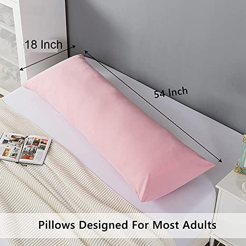 H B MSALA Ultra Soft Body Pillow - Long Side Sleeper Pillows for Use During Pregnancy - Soft Satin Pink Stripes with Soft Polyester Microfiber Filling (Single Pack)