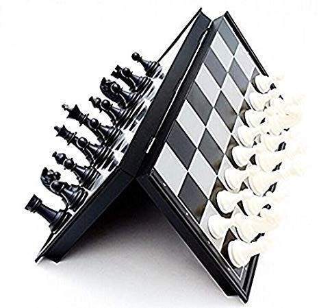 ToyTastic Magnetic Educational Chess Board Set with Folding Chess Board 2 Plyaers Travel Toys for Kids and Adults (10 Inch) (Black Color)