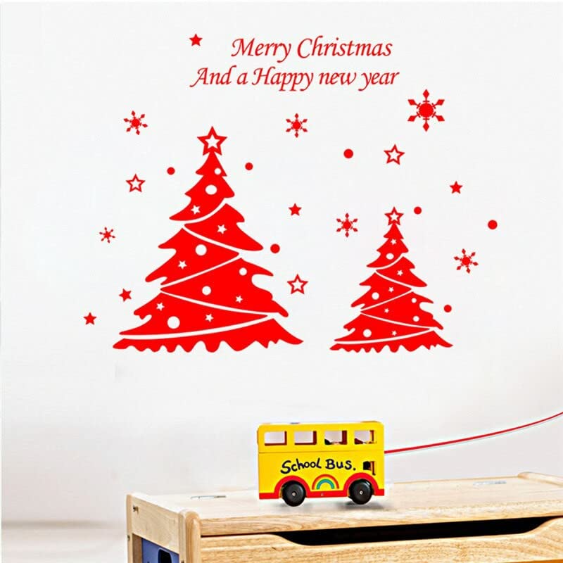 GADGETS WRAP Vinyl Wall Decal Sticker Christmas Tree with Snowflake Red