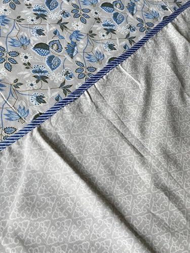 Double Bed Cotton Dohar with Blue Floral Print, 220 x 230 cm