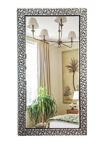 SEVEN HORSES Glass Wall Mirror for Bathroom,Dressing,Makeup,Living Room,Full Length,Wash Besin and Gift (Size:12X24 Inch, Framed, Rectangular)