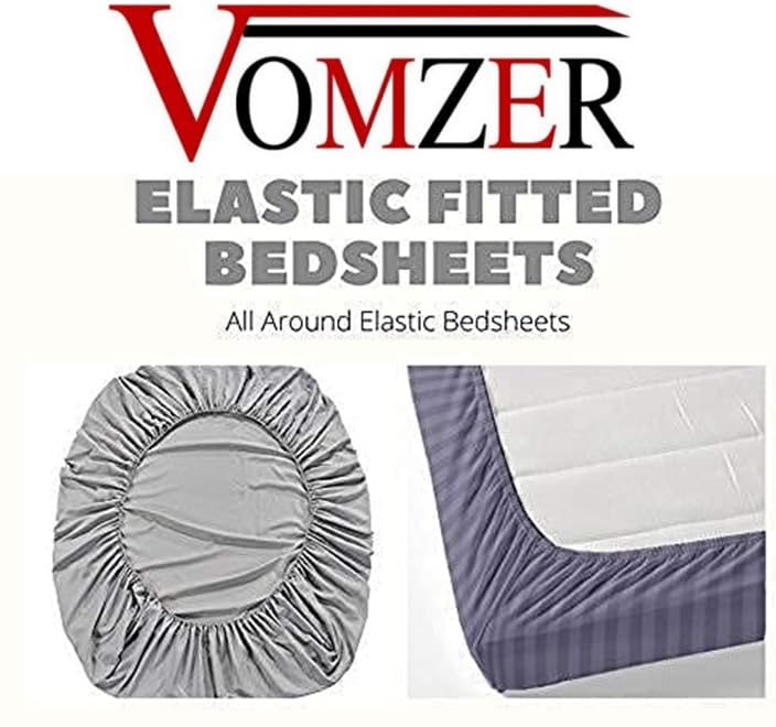 VOMZER 300 TC Cotton Feel All Around Elastic Fitted Double King Size Bedsheets, Kid's Fitted Double Bedsheets with 2 Pillow Covers 72”x78” (Grey Animals)