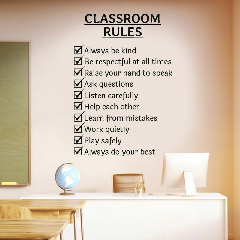 GADGETS WRAP Vinyl Classroom Rules Words Study Room School Wall Sticker Vinyl