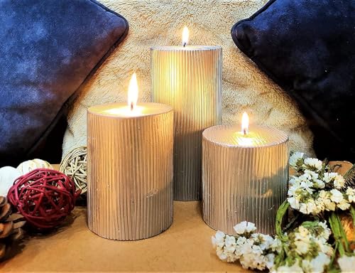 Unmatched Rustic Metallic Pillar Candles