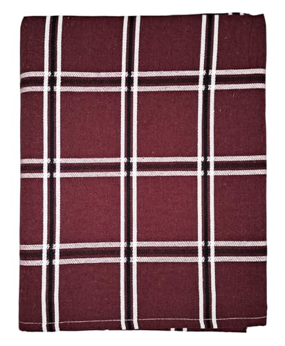 Arvore Bunkaar Single Size Cotton Bedsheet/Blanket/Solapur Chaddar for Daily use (60x90 inches) Set of 1 (Maroon Red Checks)