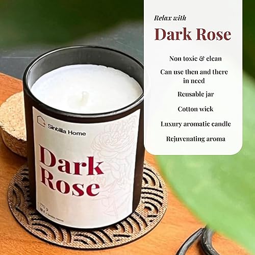 SINTILLA HOME Sintilla Scented Soy Wax 170gm Candle - Dark Rose Aromatic Candle (White)