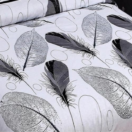 NISH Craft Trendy Galce Cotton 350 TC Polycotton Double Printed Flat Bedsheet (Pack of 1, White) White PANK-3D-DOUBLE01