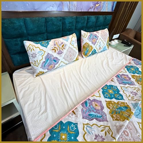 Premium Cotton Muti Floral Printed Dohar/AC Blanket for Double Bed Size (90 x100 inches) |Ultrasoft & Lightweight