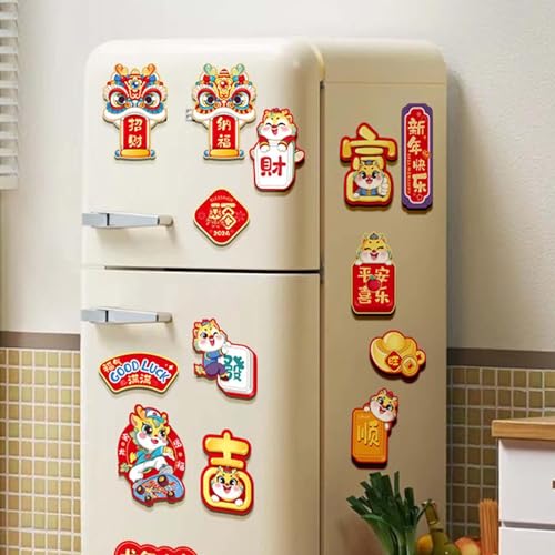 ATORSE® 6 Pieces Chinese New Year Refrigerator Magnets 3D for Spring Festival Office Style B