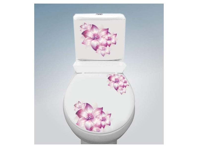 DivineDesigns™ Maroon Flowers Toilet Seat Sticker (Size :- 38 X 33 cm)