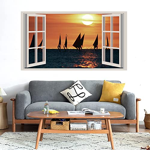 GADGETS WRAP Printed Wall Decal Sticker Fake Window Style Decal (90cm x 50cm) - Windsurfing