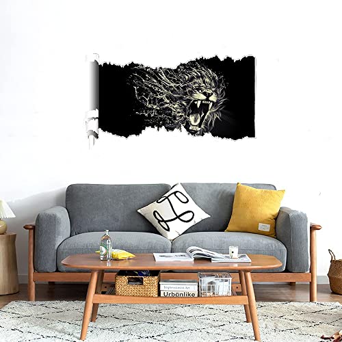 GADGETS WRAP Printed Wall Decal Sticker Scratched Paper Style Wall Decal (90cm x 50cm) - Lion Splash Face