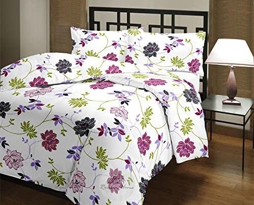 ROMAN HOME Flowers Print 40% Cotton & 60% Microfiber Single Bed Reversible AC Blanket/AC Dohar 240x210cm.(Fancy Flower)