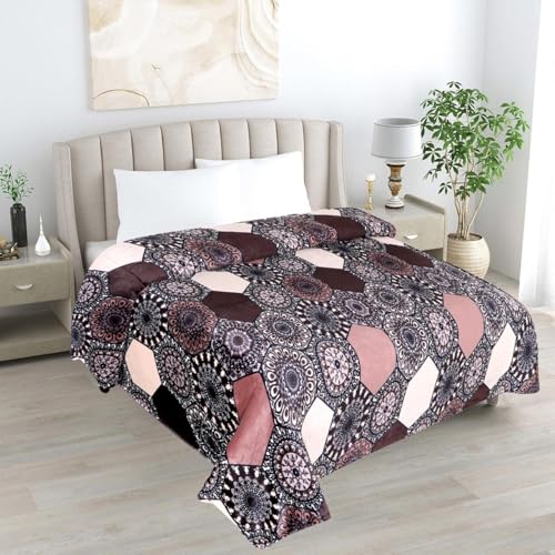 Bezzilish Home Fleece Winter King Size Woolen Warm Double Bed Bedsheet/Velvet bedheet for Winter with 2 Pillow Covers/Heavy Stuff bedsheet - 228x269 cm, Multi-Coloured (14)