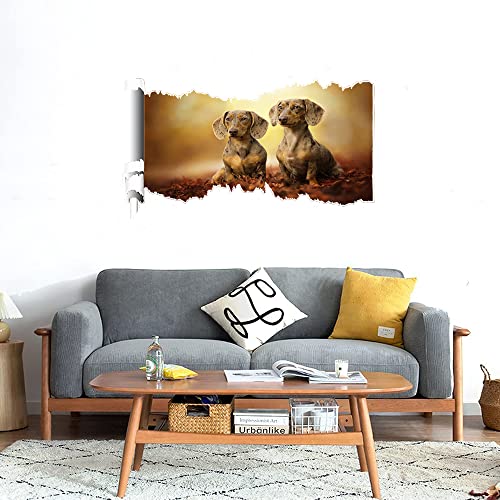 GADGETS WRAP Printed Wall Decal Sticker Scratched Paper Style Wall Decal (90cm x 50cm) - Two Dogs