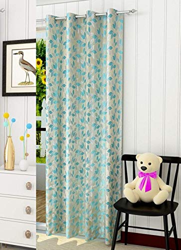 FRESH FROM LOOM Curtains for Door 7 Feet Long | Door Window Curtain | Premium Polyester Weaved Parda | Latest Modern Parde for Living Room Bedroom | Home Office Screens | Eyelet Ring (Aqua, 1pc Only)