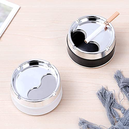 BLUE EARTH Round Cigarette Ashtray with Spinning Tray Plastic Multifunctional Portable Cigarette Ashtray with Lids Windproof Desktop Smoking Ash Tray for Home Office Car Décor(Pack of 1)
