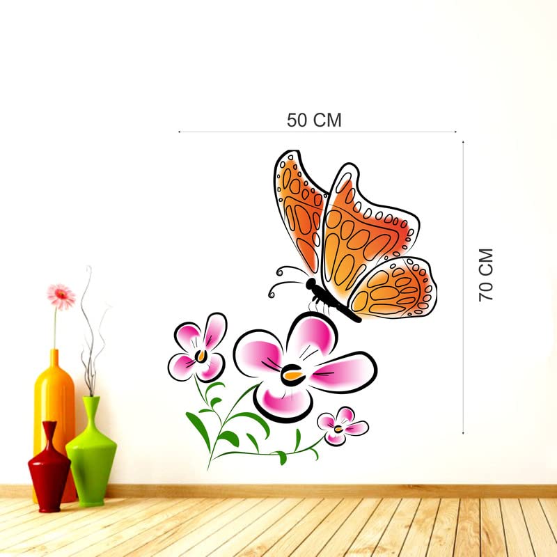 Floral with Butterfly Wall Sticker for Home Decor 70 CM X 50 CM