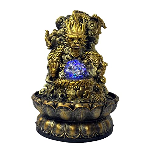 CALANDIS Indoor Water Fountain Feng Shui Waterfall Statue Ornaments with Rolling Ball