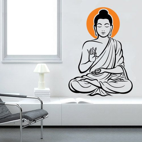 Asmi Collections PVC Wall Stickers Meditating God Buddha