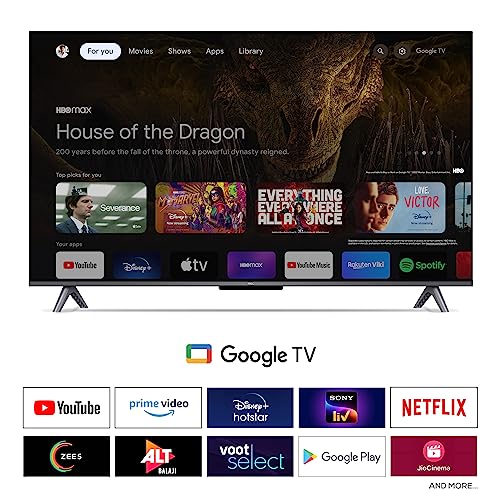 TCL 108 cm (43 inches) 4K Ultra HD Smart QLED Google TV 43T6G (Black)