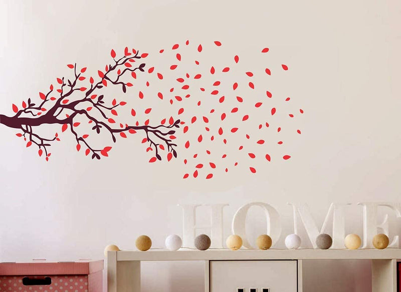 Sticker Cart™ Red Leaves Floral Tree Sticker | Wall Sticker for Living Room/Bedroom/Office and All Decorative Stickers