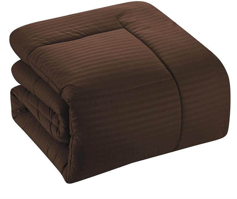 HOMERICA PREMIUM MICROFIBER DOBBY STRIPED QUILTS FOR AC ROOM & MILD WINTERS (BROWN, Striped, DOUBLE)