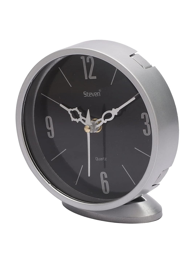 Ximdeco® Silver Round Mini Analog Table Clock (Silver)