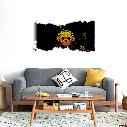 GADGETS WRAP Printed Wall Decal Sticker Scratched Paper Style Wall Decal (90cm x 50cm) - Skull Music