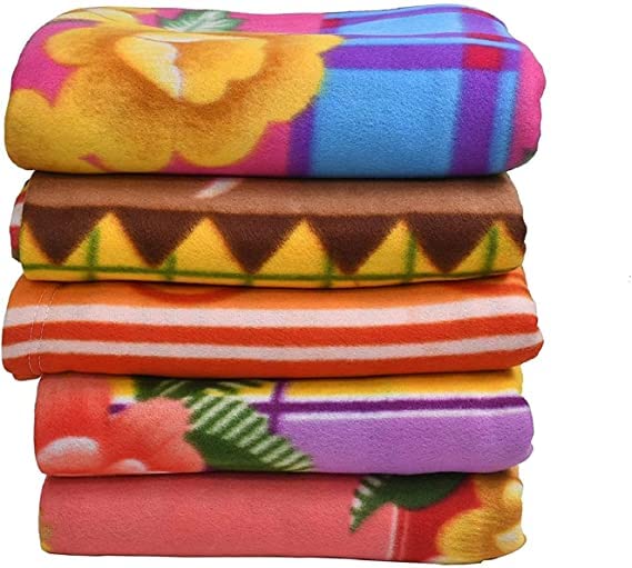 Printed Fleece Blanket, Bedsheet for All Seasons Super Soft Plush and Luxurious AC Blanket Warm and Cozy (Pack of 5)