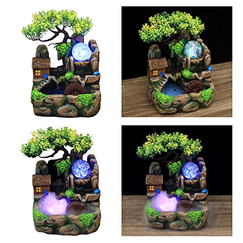 SAZ DEKOR Creative Waterfall Fountain Rockery LED Lights Indoor Meditation non-fog