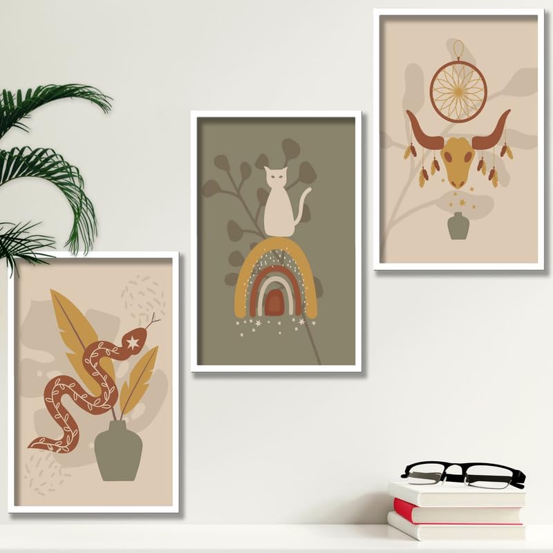 SAF paintings Set of 3 Modern Boho Art Wall Painting For Home And Office ol-COMBO-2033-K3