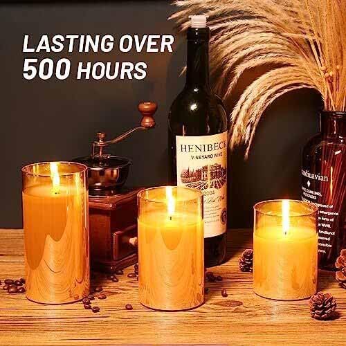 TGOPIT Candle Flameless Led Candles Light Flickering,Real Wax Fake Wick Moving Flame Faux Wickless Pillar for Diwali Festival Wedding Home Party Halloween Decorations(2Pcs)