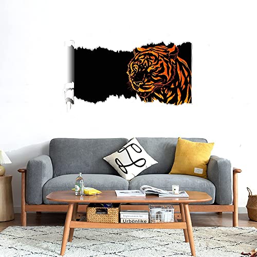 GADGETS WRAP Printed Wall Decal Sticker Scratched Paper Style Wall Decal (90cm x 50cm) - Tiger Angry