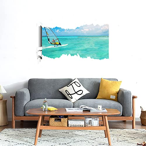 GADGETS WRAP Printed Wall Decal Sticker Scratched Paper Style Wall Decal (90cm x 50cm) - Windsurfing 2