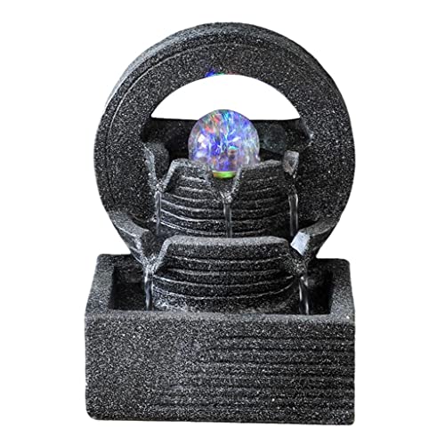 CALANDIS Orb Tabletop Water Fountain Waterfalls W/Led Light Round Background