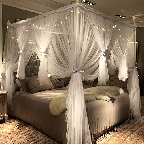 Divayanshi Mosquito Net Royal Drape Netting 4 Corners Post Canopy Bed Curtain (59 x W x 78" L x 82" x H)