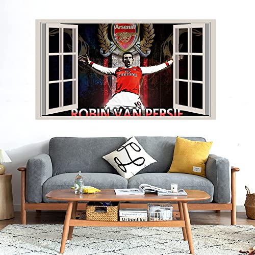 GADGETS WRAP Printed Wall Decal Sticker Fake Window Style Decal (90cm x 50cm) - Rabin Van Persie Happy