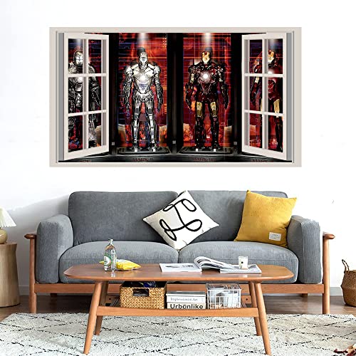 GADGETS WRAP Printed Wall Decal Sticker Fake Window Style Decal (90cm x 50cm) - Iron Man Armors