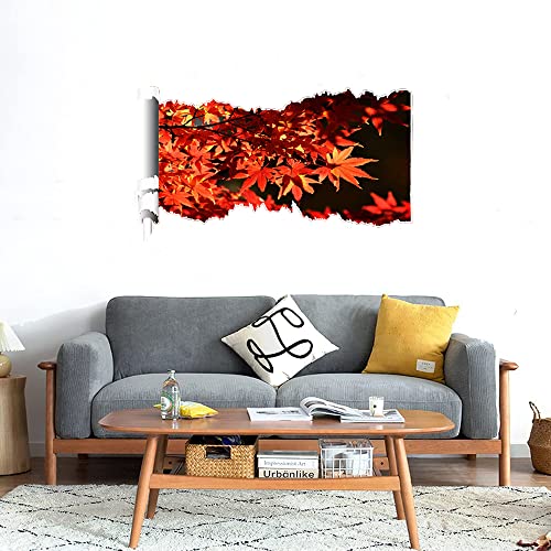 GADGETS WRAP Printed Wall Decal Sticker Scratched Paper Style Wall Decal (90cm x 50cm) - Orange Autumn Leafs