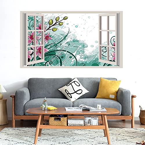 GADGETS WRAP Printed Wall Decal Sticker Fake Window Style Decal (90cm x 50cm) - Painting Green