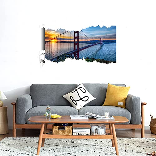 GADGETS WRAP Printed Wall Decal Sticker Scratched Paper Style Wall Decal (90cm x 50cm) - Sunrise at san Francisco