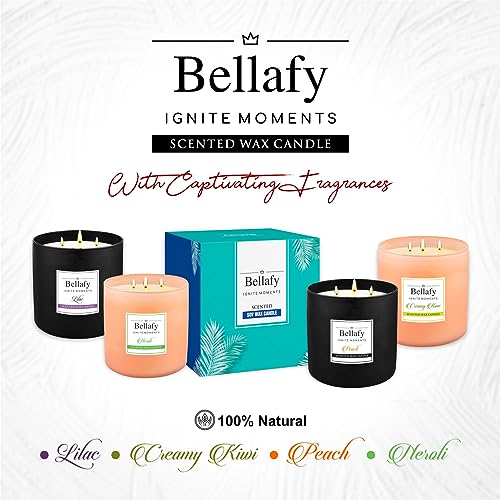 Bellafy 3-Wick Neroli Scented Soy Wax Candle | Burns 40 Hours | Eco-Friendly Luxury for Healthier Homes | Captivating Aromas | Zero Petro Carbon | Natural Beauty & Blissful Fragrances