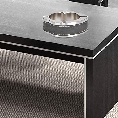 MOON WORLD Brushed Processing PU Leather Ashtray, Integrated Structure Ashtray Delicate Hotel for Living Room Office KTV