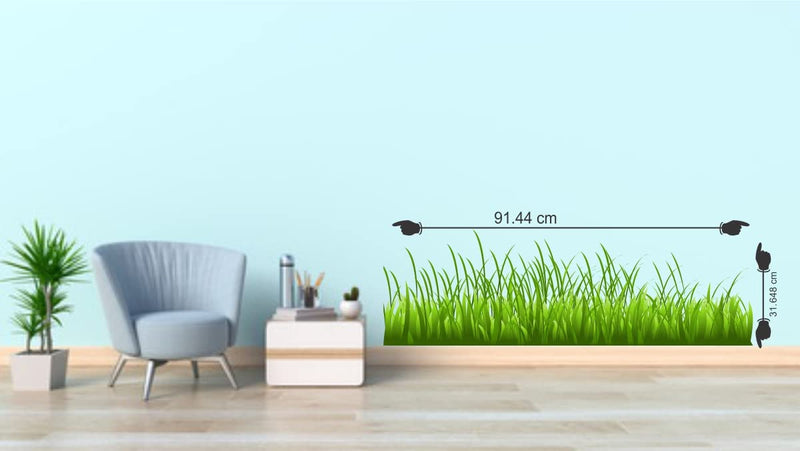 Divine Studio Wall Sticker Green Grass Door,Window, Design Decal Standar(Cover Area:-91x31cm)